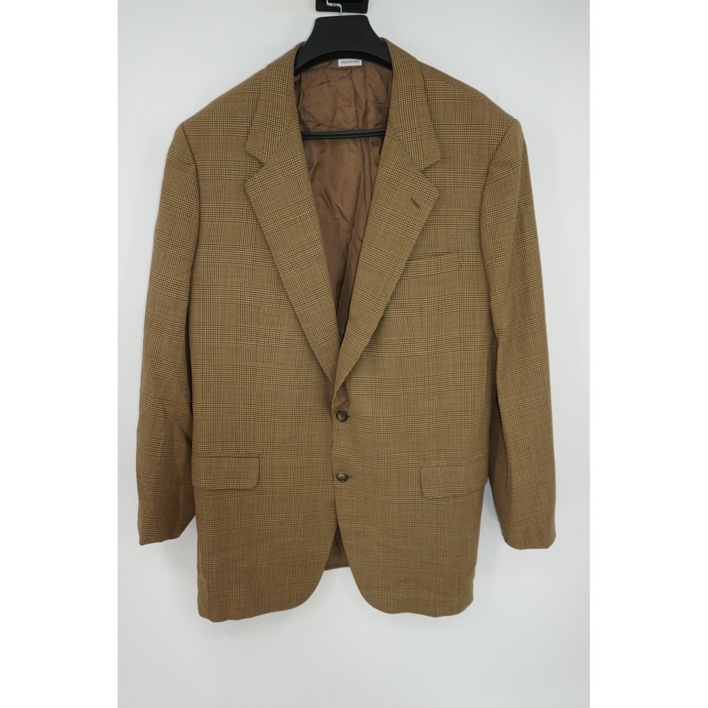 Brioni For Bullock & Jones‎ Blazer Brown Tweed Check Sport Coat Men's 46L Italy
